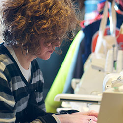 Theresa sewing at machine